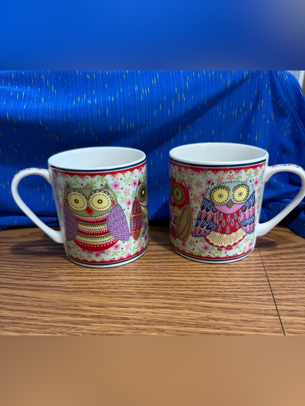 Queens “The Caravan Trail Night Owls” Fine Bone China Coffee Mugs 3.5”h x 3.25”w